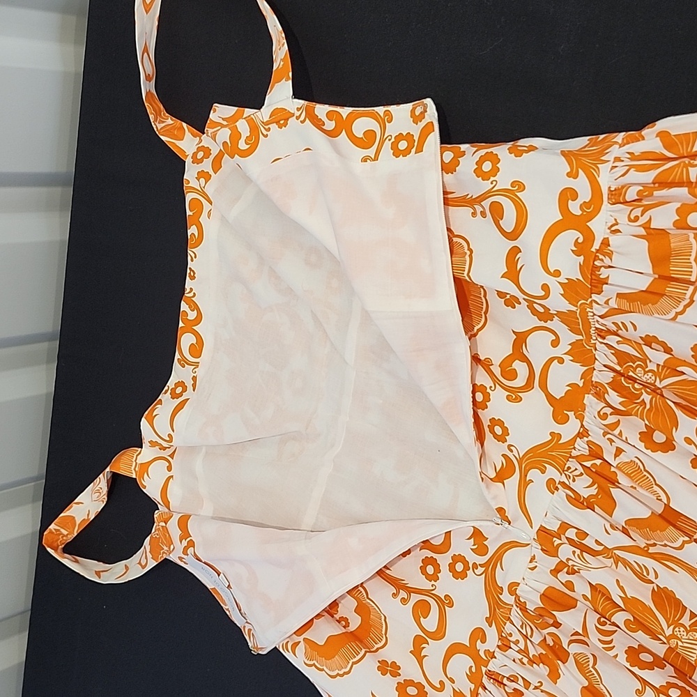 Borgo De Nor Freddie Printed Tiered Cotton-poplin Mini Dress In Orange Size 10 - Picture 6 of 9